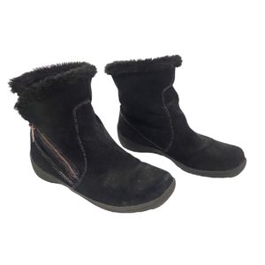 Naturalizer Women's Black Leather Suede Fur Lined Short Boots Size 10